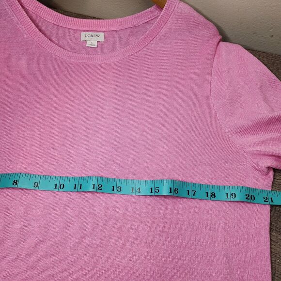 J Crew Linen Sweater Pink Crewneck Women's Large 3/4 Sleeve Pullover - Picture 7 of 11